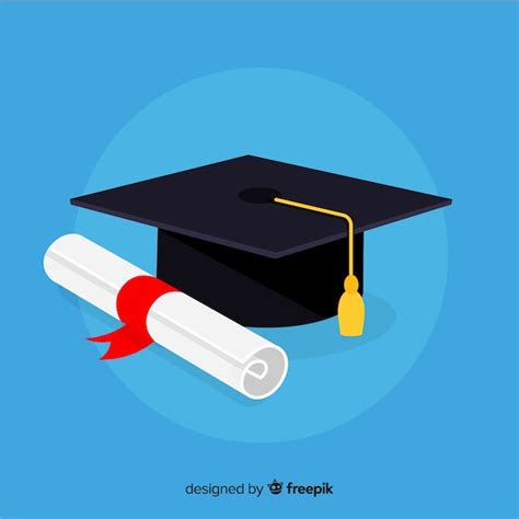 Graduation Cap And Diploma With Flat Design Free Vector