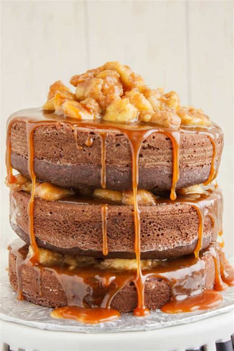 Naked Chocolate Cake With Cinnamon Rum Bananas And Caramel Sauce The Cookie Writer