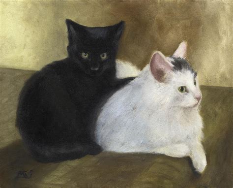 Black And White Cats Painting By Mary Gingrich