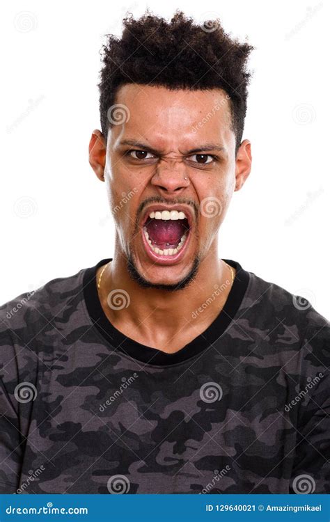 Face Of Young Angry African Man Shouting Stock Image Image Of Black