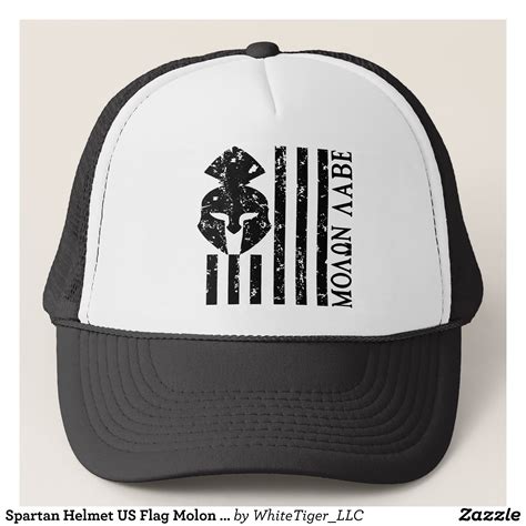 Spartan Helmet Us Flag Molon Labe Trucker Hat Zazzle Spartan Helmet