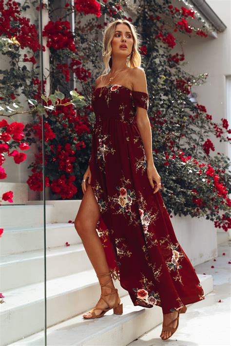 Off The Shoulder Beach Dress Floral Maxi Beachside Bunny