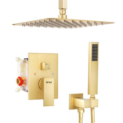 buy esnbia shower system luxury 12 inches rain shower head with handheld combo set ceiling ed
