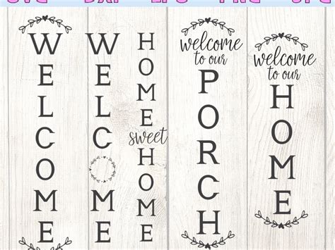 Embellishments Dxf Eps Svg Png Welcome To Our Porch Vertical Sign Svg