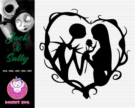 Jack And Sally Svg Heart Silhouette Love Svg Cricut Etsy Finland