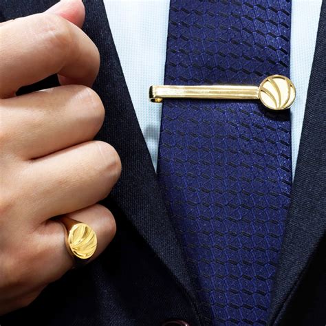 Lapel Pin And Tie Bar Customised Gold Mens Jewellery