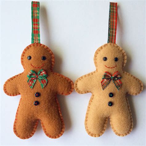 Gingerbread Man Decorations Crafts Handmade Felt Sewjunejones