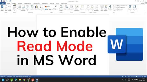 How To Enable Read Mode In Ms Word Youtube