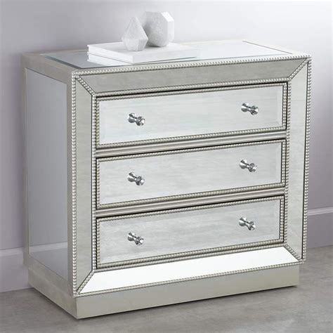 Buy mirrored nightstands at macys.com! Trevi 32" Wide 3-Drawer Silver Mirrored Accent Chest ...