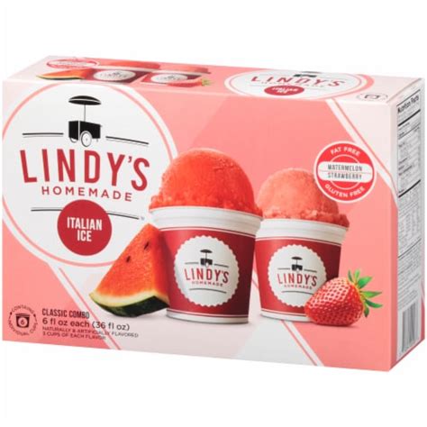 Lindys Homemade Watermelon Strawberry Combo Italian Ice 6 Ct