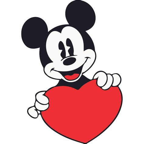 Mickey With Heart Color Cartoon Characters Decors Wall Sticker Art