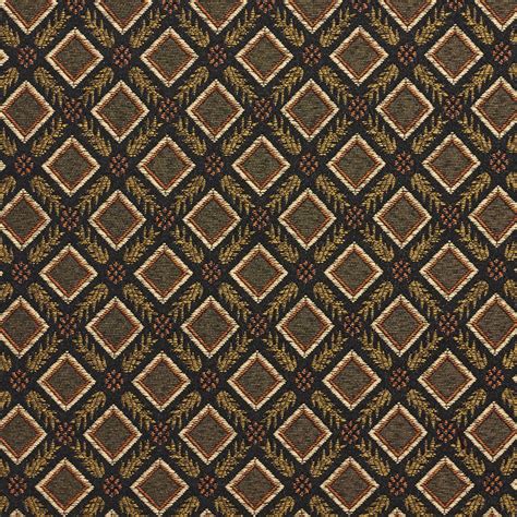Onyx Beige And Black Dimond Trellis Leafs Accent Damask Upholstery Fabric