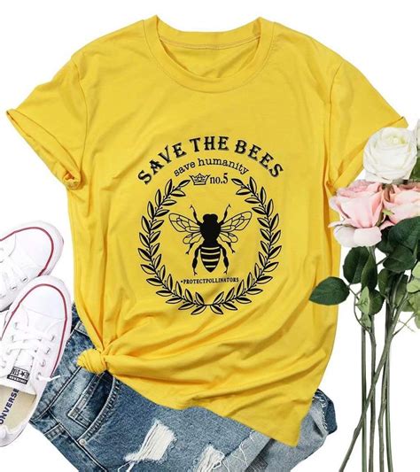 Women Save The Bees T Shirt Short Sleeve O Neck Save The Humanity Shirt