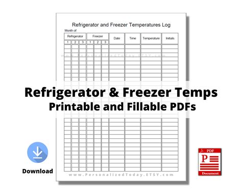 Printable Refrigerator And Freezer Temperatures Log Print And Write And