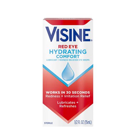 Visine Red Eye Hydrating Comfort Lubricating Eye Drops 05 Fl Oz