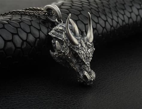 Silver Dragon Necklace Dragon Mens Pendant Sterling Silver Etsy