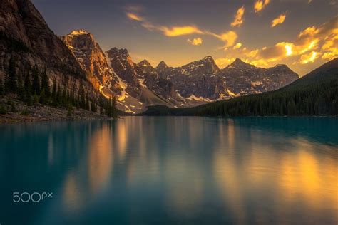 Moraine Lake Sunset At Moraine Lake With The View Of