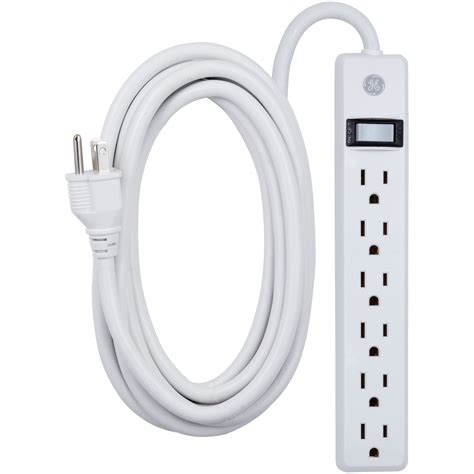 Ge 6 Outlet Power Strip With 12 Ft Long Extension Cord White