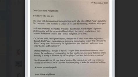 Man Writes The Ultimate Letter To Shut His Noisy Neighbour Up The Courier Mail