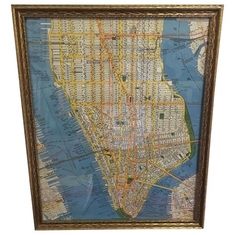 Framed Map Of Vintage New York City Aptdeco