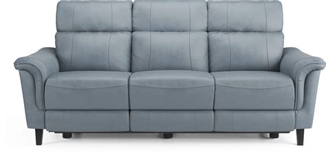 Cindy Crawford Home Avezzano Blue Dual Power Reclining Leather Sofa