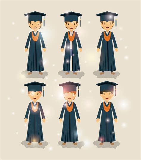 Premium Vector Group Of Male Students Graduates Characters