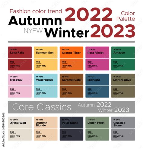 Fashion Color Trends Autumn Winter Palette Fashion Colors Guide With Named Color