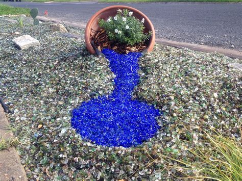 Blue Recycled Glass Landscape Glass Mulch Succulent Landscape Design Landscaping With Rocks