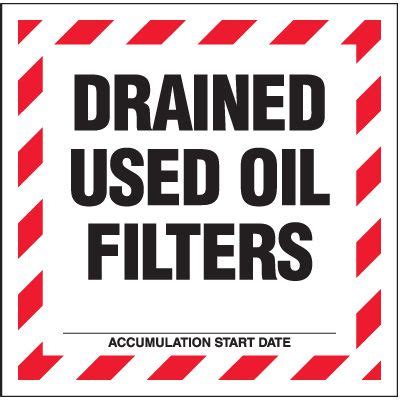Drained Used Oil Hazardous Waste Labels Seton Seton