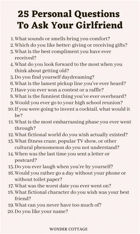 245 Questions To Ask Your Girlfriend Wonder Cottage Fun Questions To Ask Romantic Questions