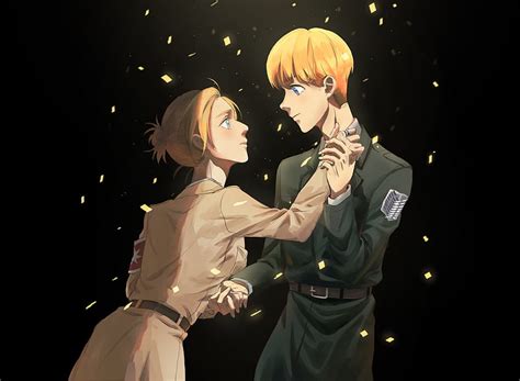 Annie Leonhart Armin Arlert In Black Background Attack On Titan Hd