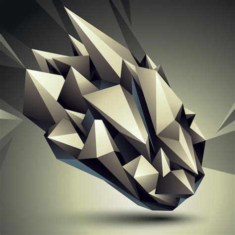 premium vector 3d vector abstract design object polygonal complicated figure grayscale