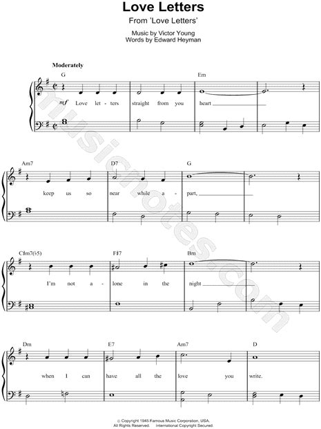 Many of my students have bought either a published book of easy piano music or have downloaded beginner piano sheet music and have found it totally unsuitable for the. "Love Letters" from 'Love Letters' Sheet Music (Easy Piano ...