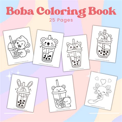 Printable Boba Coloring Book 25 Pages Cassie Smallwood