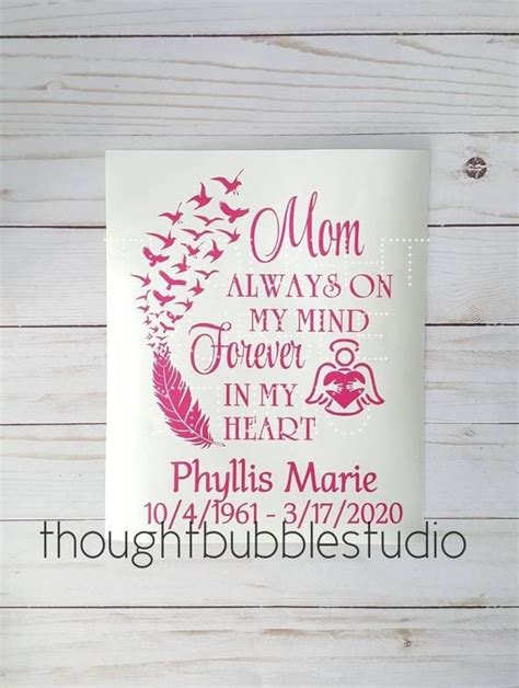 Mom Always In My Heart Decal Personalized Mom Always On My