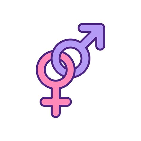Male And Female Gender Symbols Together Rgb Color Icon 2210356 Vector