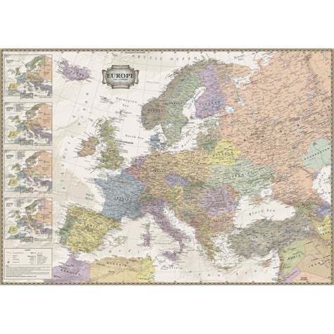 Europe Wall Map Retroantique Style