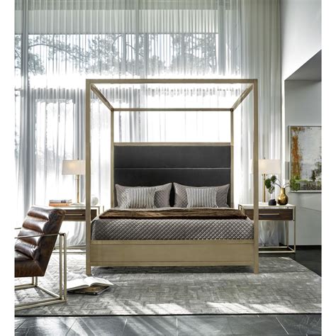 Universal Modern Harlow King Canopy Bed With Brushed Brass Frame Reeds Furniture Canopy Beds