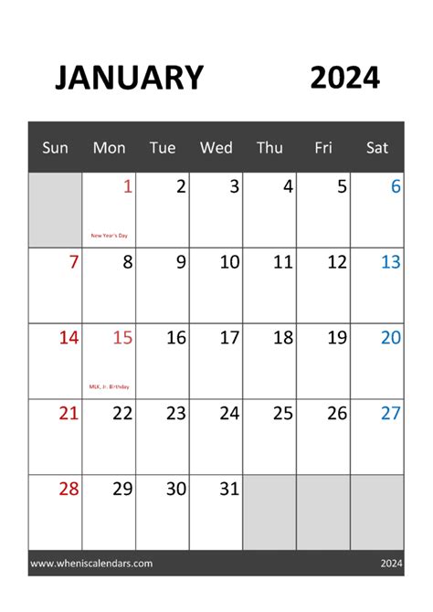 Month Calendar Printable January 2024 Monthly Calendar