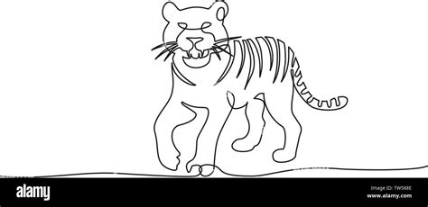Continuous One Line Drawing Tiger Walking Vector Illustration Stock Vector Image And Art Alamy