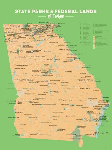 Georgia State Parks And Federal Lands Map 18x24 Poster Etsy
