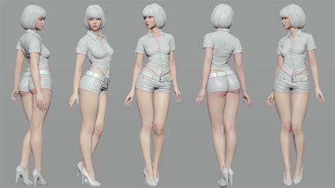 Black White SW K Female Character Design Character Poses