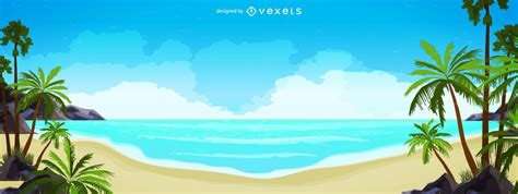 Beach Skyline Panorama Illustration Vector Download