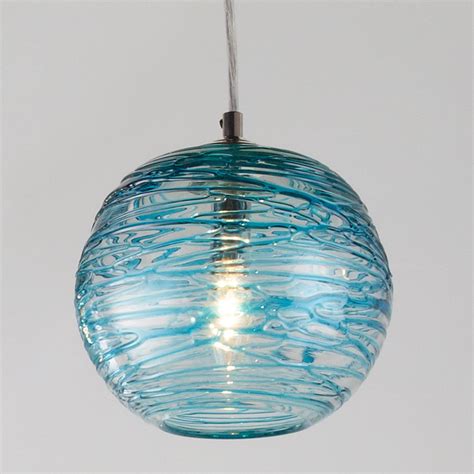 Swirling Glass Globe Mini Pendant Light Aqua With Images Glass Globe Pendant Light Mini