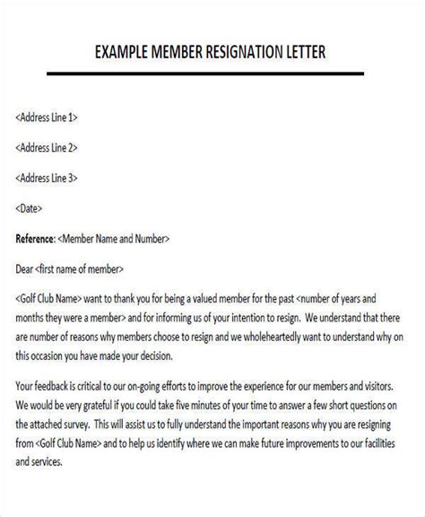 Free 6 Membership Resignation Letter Samples And
