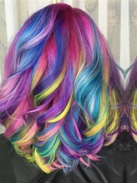 Purple Neon Streak Rainbow Dyed Hair Color Hrvahairartistry