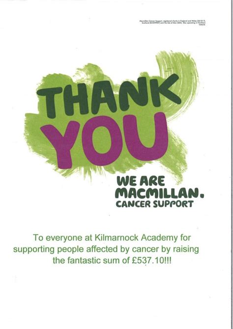 Thank You Macmillan Cancer Support