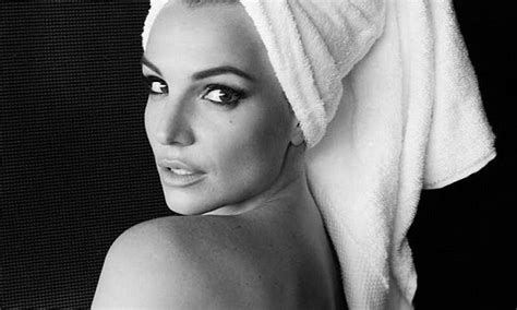 work it britney spears wears nothing but a towel in sultry photo after donning lace bra and