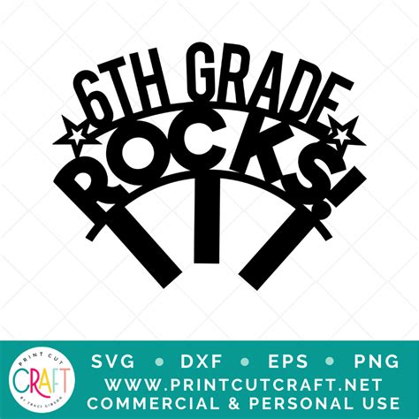 Sixth Grade Rocks Svg School Svg Student Svg Print Cut Craft