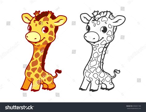 Cute Baby Giraffe Cartoon Vector Character Stock Vector